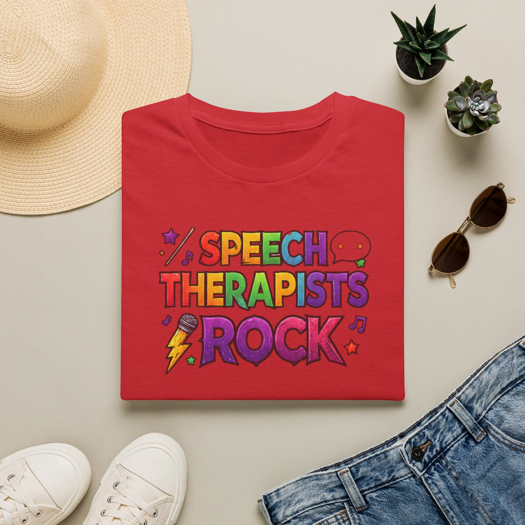 Speech Therapists Rock T-Shirt — Colorful Retro Graphic Tee for SLPs
