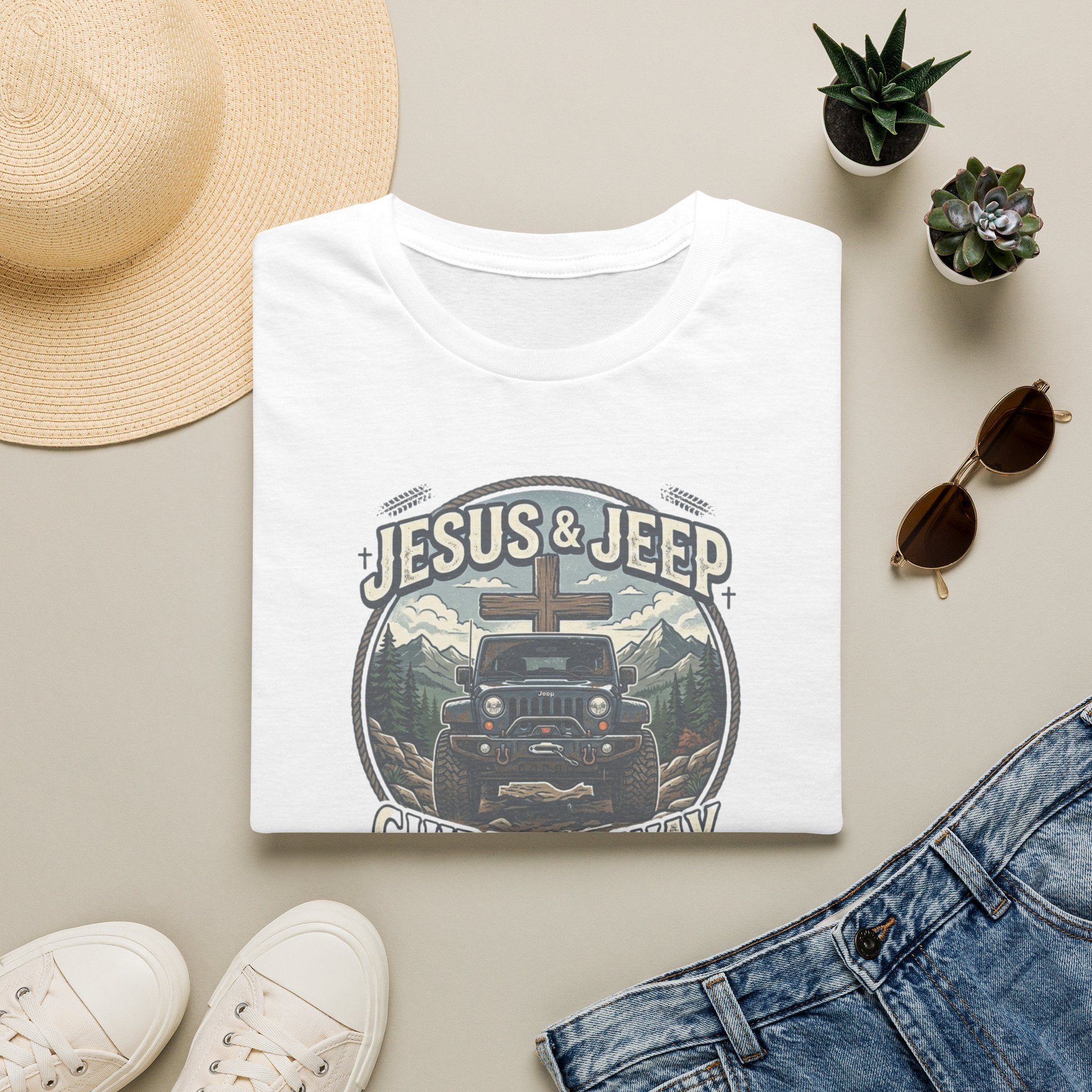 Jesus & Jeep T‑Shirt — Christian Off‑Road Faith Tee ("Jesus & Jeep Guide My Way")