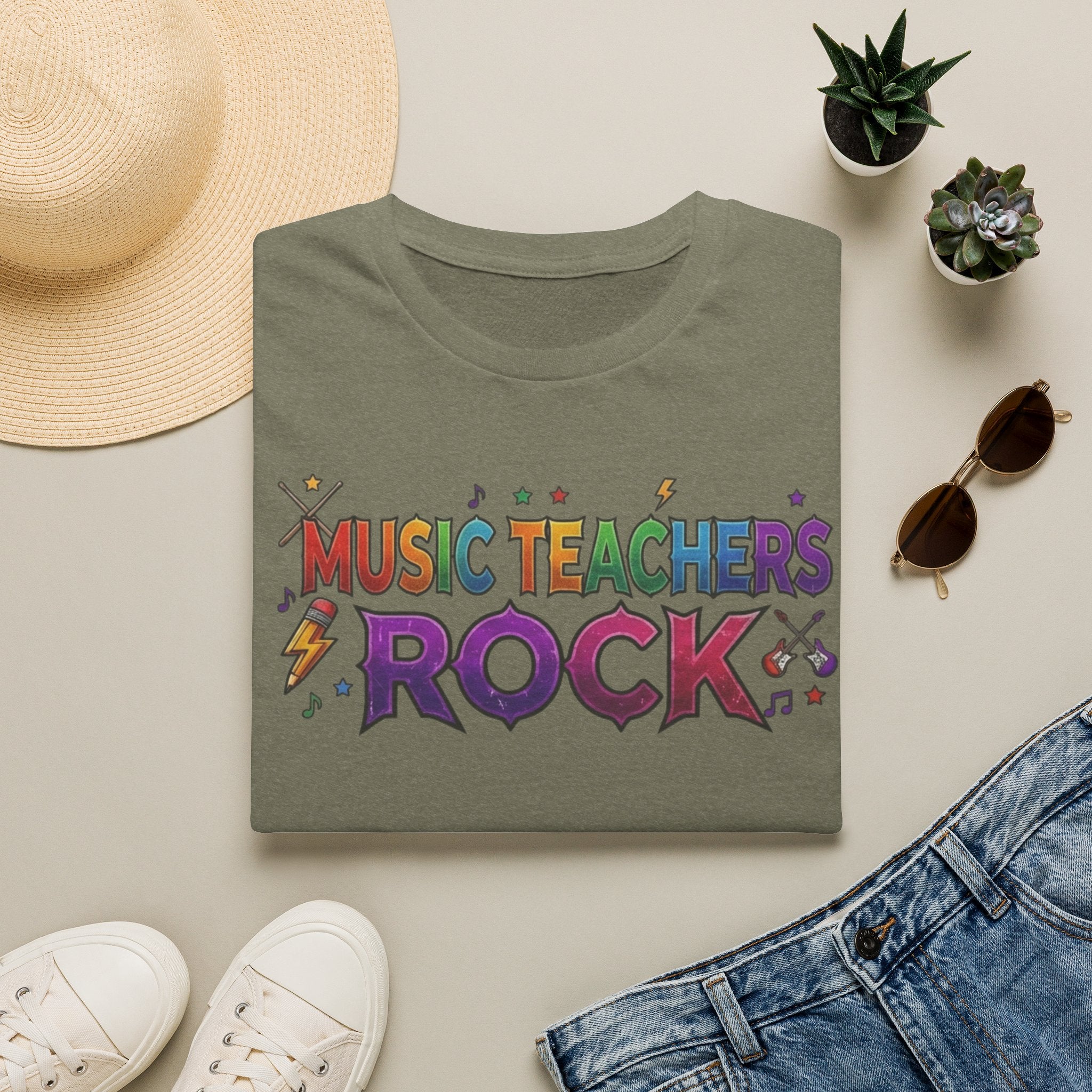 Music Teachers Rock T‑Shirt — Funky Colorful Graphic Tee for Music Educators