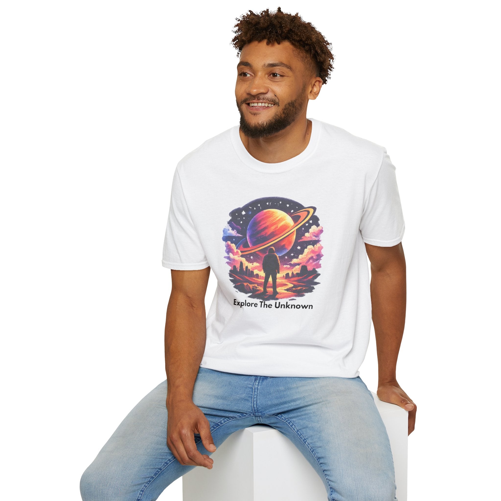 Explore The Unknown T‑Shirt — Cosmic Planet Graphic Tee