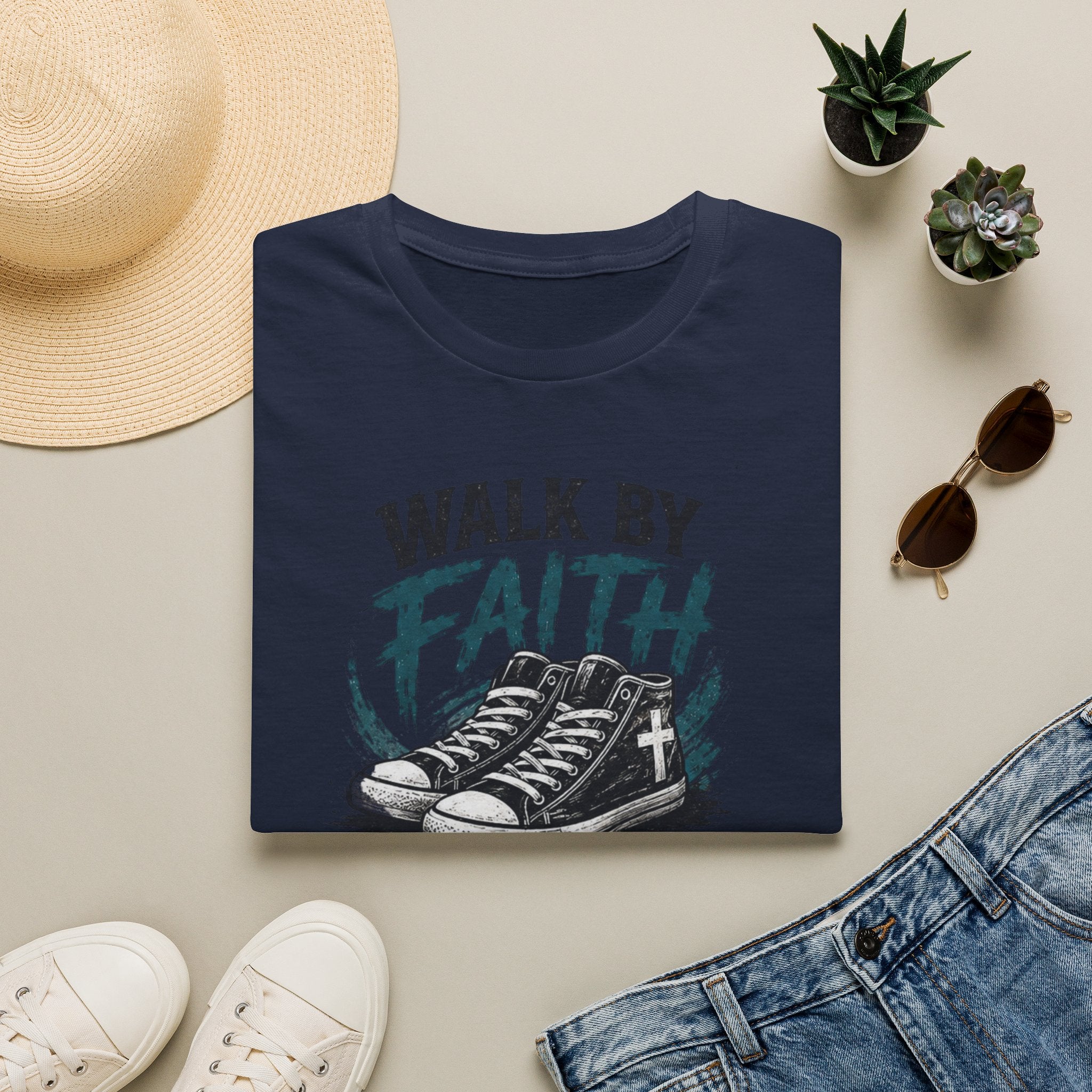 Walk by Faith T-Shirt — Christian Faith Graphic Tee (2 Corinthians 5:7)